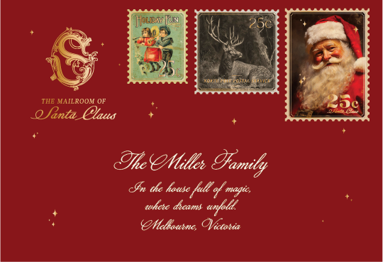 Family Letter From Santa Claus - (Backdated) - Dark Red