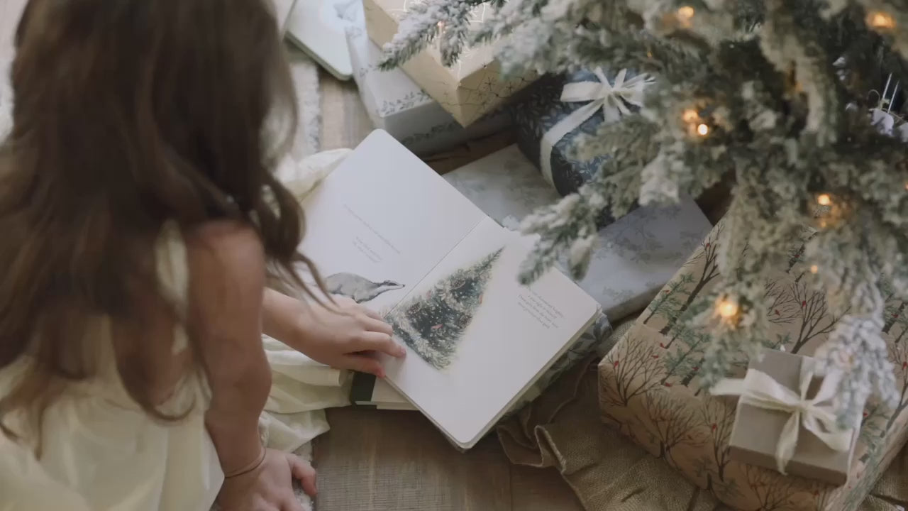 Our Little Adventure at Christmas - child reading under the tree